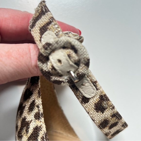 J Crew Laila Wedges Leopard Print Ankle-Strap Sandals Open Toe Cute Trendy 9 - Picture 10 of 12